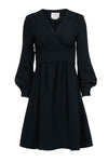Belted Fitted Fit-and-Flare Tie Waist Waistline Long Sleeves Little Black Dress/Wedding Dress