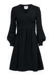 Long Sleeves Tie Waist Waistline Fit-and-Flare Fitted Belted Little Black Dress/Wedding Dress