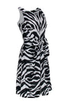 Sleeveless Animal Zebra Print Pocketed Dress With a Bow(s)