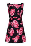 A-line V Back Hidden Back Zipper Floral Print Cocktail Polyester Bateau Neck Party Dress With a Bow(s)