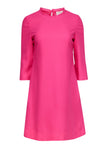 A-line Bubble Dress 3/4 Sleeves Hidden Back Zipper Keyhole Ruffle Trim Crew Neck Polyester Dress