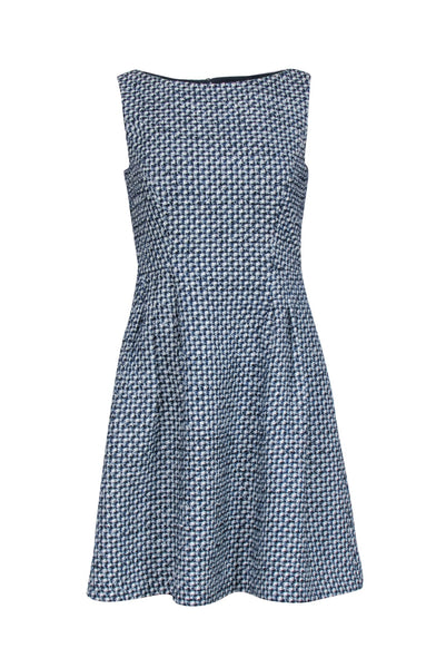 Sleeveless General Print Pocketed Tweed Dress