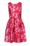 Floral Print Scoop Neck Polyester Dress With a Bow(s) and Ruffles