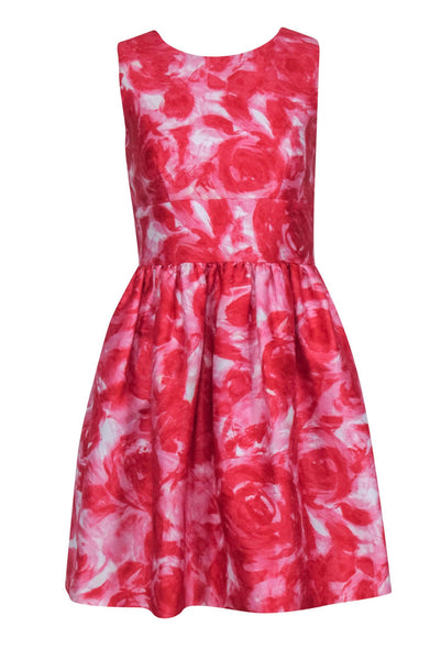 Scoop Neck Polyester Floral Print Dress With a Bow(s) and Ruffles