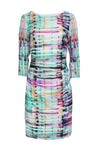 Abstract Print Ruched Bateau Neck Sheath Cocktail Sheath Dress/Party Dress