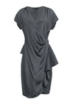 Short Sleeves Sleeves Wrap Button Closure Party Dress