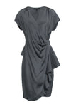 Short Sleeves Sleeves Button Closure Wrap Party Dress