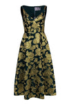 Beaded Trim Jacquard Sleeveless General Print Maxi Dress