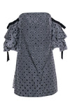 Checkered Gingham Polka Dots Print Off the Shoulder Cocktail Short Winter Dress