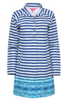 Long Sleeves Striped Print Button Front Button Closure Summer Beach Dress