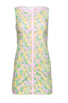 Floral Print Bateau Neck Spring Sleeveless Hidden Back Zipper Shift Dress