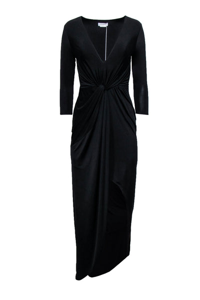 V-neck Faux Wrap Maxi Dress