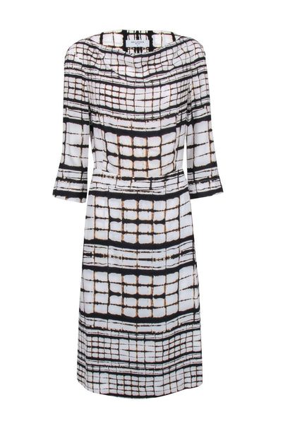 Cowl Neck Wrap Hidden Side Zipper 3/4 Sleeves General Print Dress