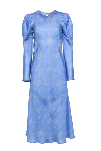 Tall Round Neck Long Puff Sleeves Sleeves Keyhole Slip Dress/Midi Dress