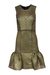 Striped Print Short Back Zipper Sleeveless Party Dress