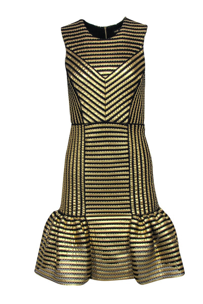 Striped Print Sleeveless Short Back Zipper Party Dress
