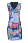 Abstract Print Elastane Sleeveless Dress