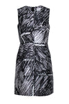 Above the Knee Back Zipper Pocketed General Print Round Neck Shift Sheath Polyester Sleeveless Sheath Dress