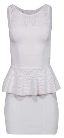 Milly - White Peplum Bandage Midi Dress w/ Crochet