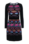 Long Sleeves Knit General Print Semi Sheer Evening Dress