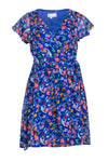 V-neck Floral Print Flutter Short Sleeves Sleeves Wrap Dress