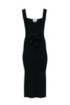 Tie Waist Waistline Square Neck Stretchy Slit Sleeveless Midi Dress