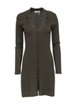 Ribbed Button Front Slit Fitted Tunic