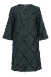 Sophisticated V-neck 3/4 Sleeves Geometric Print Shift Polyester Dress
