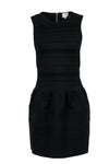 Sleeveless Back Zipper Ribbed Flowy Piping Flared-Skirt Evening Dress