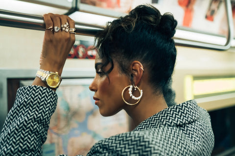 pearl and gold hoops for winter