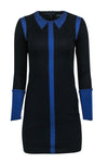 Sheer Hidden Back Zipper Colorblocking Wool Scoop Neck Long Sleeves Sheath Sheath Dress/Midi Dress