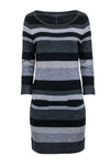 Tall Tall Slit Pocketed Striped Print Long Sleeves Dress