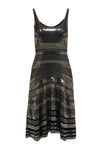 Tall Metallic Fit-and-Flare Sleeveless Sequined Fitted Dress