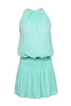 Spring Pleated Button Closure Sleeveless Cocktail Smocked Elasticized Dropped Waistline Party Dress