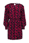 General Print Elasticized Waistline Long Sleeves Smocked Fall Button Closure Dress With Ruffles