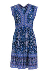 V-neck Above the Knee Sleeveless Fit-and-Flare Floral Print Fitted Dress