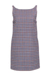 Hidden Back Zipper Pocketed Slit Shift Fall Sleeveless Dog Plaid Print Dress