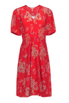 Smocked Elasticized Waistline Short Sleeves Sleeves Floral Print Dress