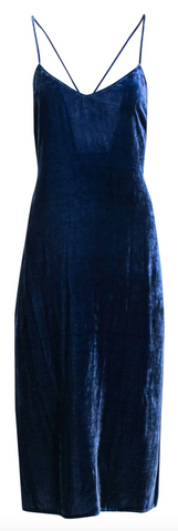 Reformation - Navy Velvet Sleeveless Strappy "Moore" Maxi Dress