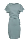 Spring Summer Drawstring Slit Hidden Side Zipper Sheath Polyester Cowl Neck Above the Knee Sheath Dress