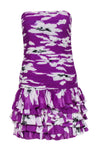 Floral Print Pleated Dropped Waistline Summer Dress With Ruffles