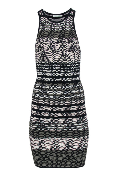 General Print Racerback Stretchy Scoop Neck Short Bodycon Dress