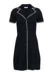 Sophisticated Short Sleeves Sleeves Button Front Fitted Collared Notched Collar Fit-and-Flare Little Black Dress