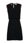 V-neck Hidden Back Zipper Embroidered Keyhole Sleeveless Little Black Dress