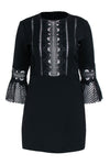 Sophisticated Short Slit Hidden Back Zipper Pocketed Bell Long Sleeves Lace Trim Dress