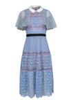 Lace Collared General Print Midi Dress
