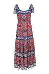 Tiered Flowy Floral Paisley Print Midi Dress