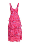 Ruched Tiered Hidden Side Zipper Summer Polyester General Print Smocked Sleeveless Maxi Dress/Midi Dress