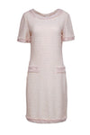 Hidden Back Zipper Tweed Sheath Bateau Neck Short Sleeves Sleeves Sheath Dress