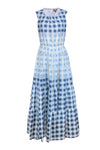 Open-Back Button Closure Summer Checkered Print Sleeveless Maxi Dress